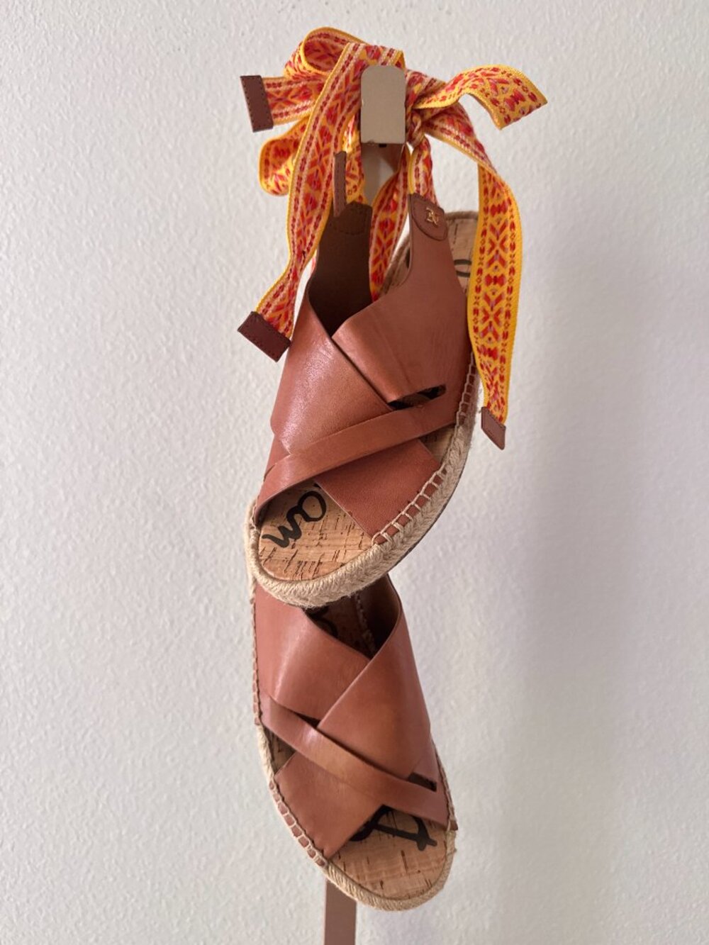 Sam Edelman Leather Espadrille Flats Orange Yellow Brown 7